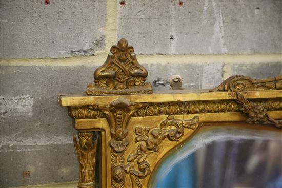 A Victorian gilt gesso overmantel, W.122cm, H.150cm